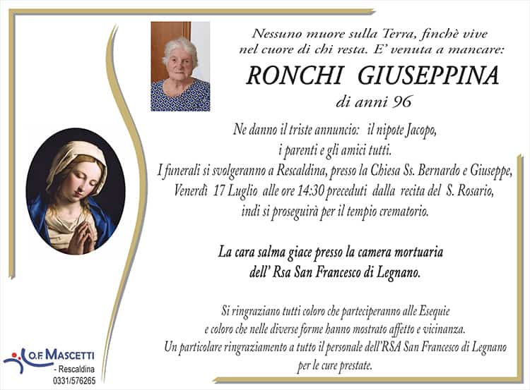 Ronchi Giuseppina di anni 96