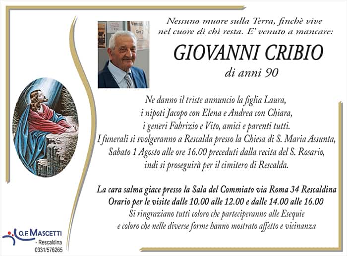 Cribio Giovanni di anni 90