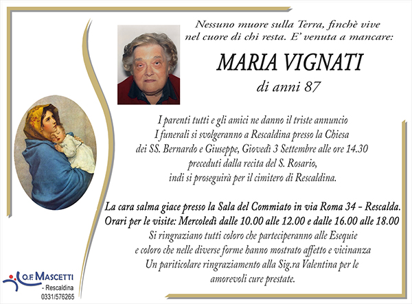 Maria Vignati di anni 87