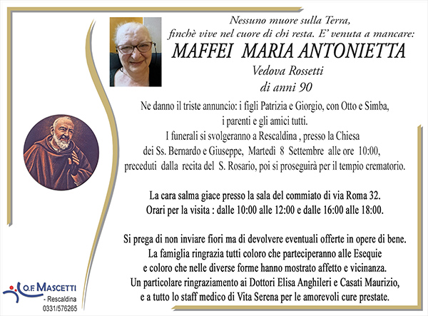Maria Antonietta Maffei di anni 90