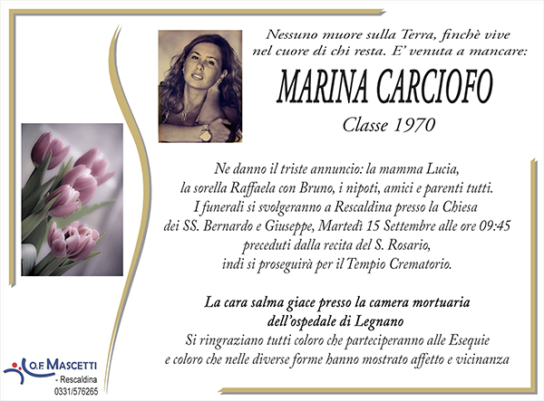 Marina Carciofo classe 1970