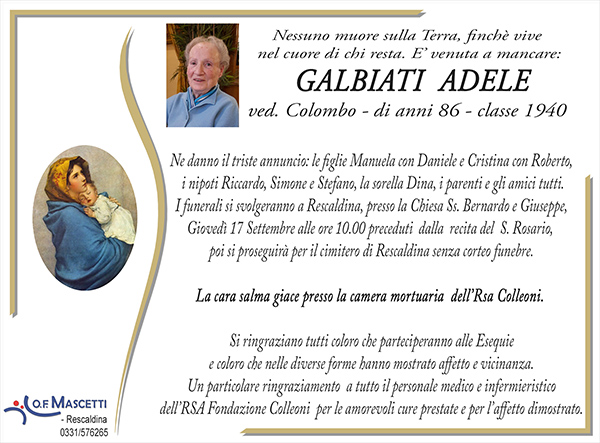 Adele Galbiati di anni 86